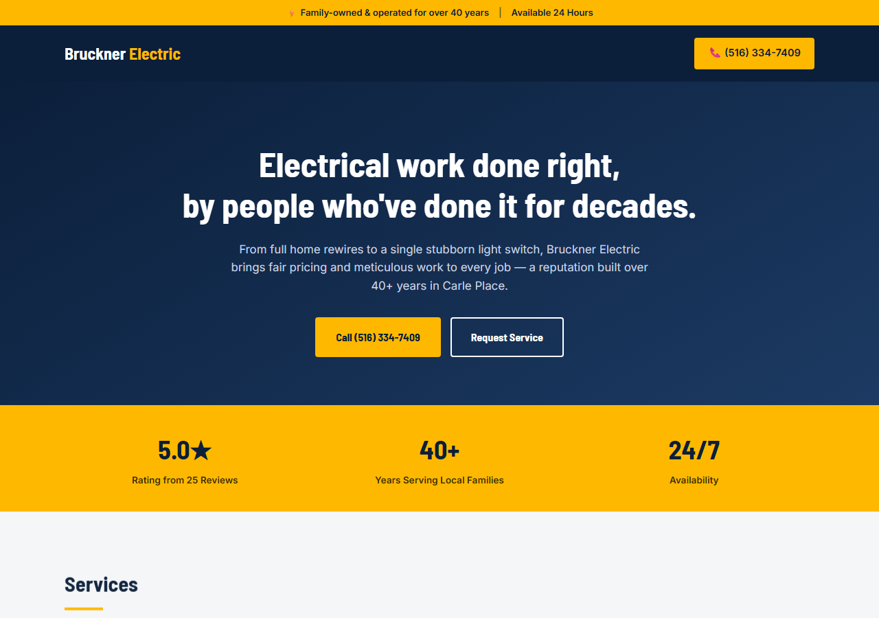 Bruckner Electric website screenshot