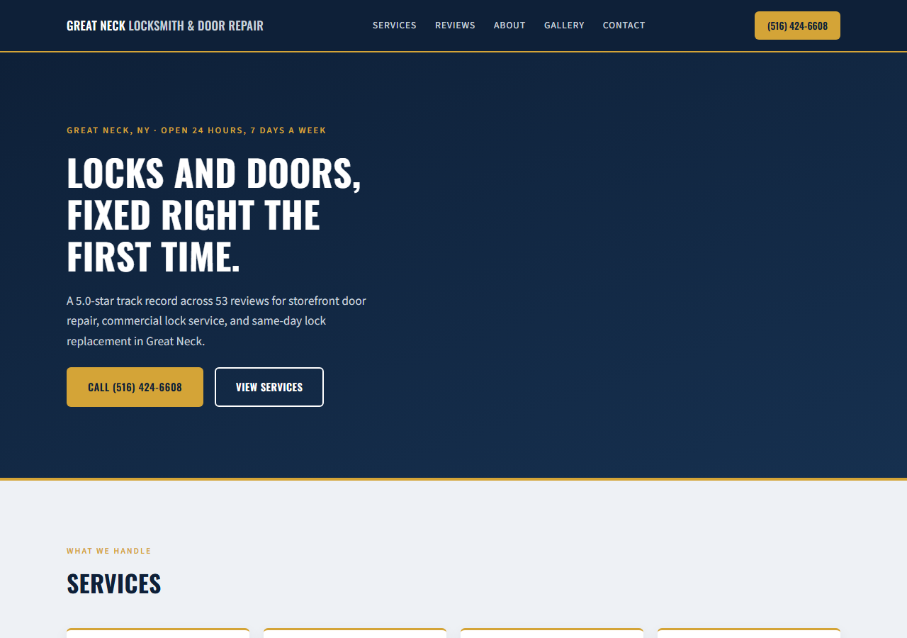 Great Neck Locksmith & Door Repair website screenshot